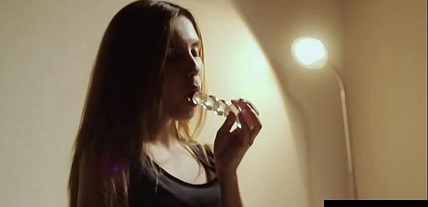  Muffling her screams with a ballgag as she dildos her wet pussy